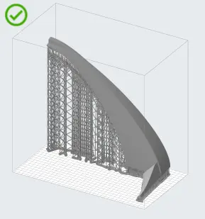 A long part with its heaviest features oriented towards the build platform