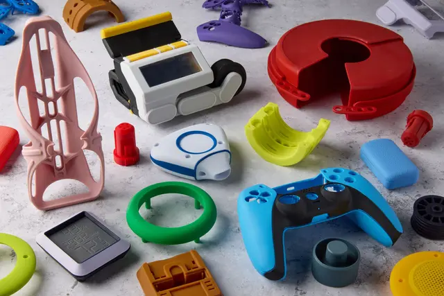 Various 3D printed color parts